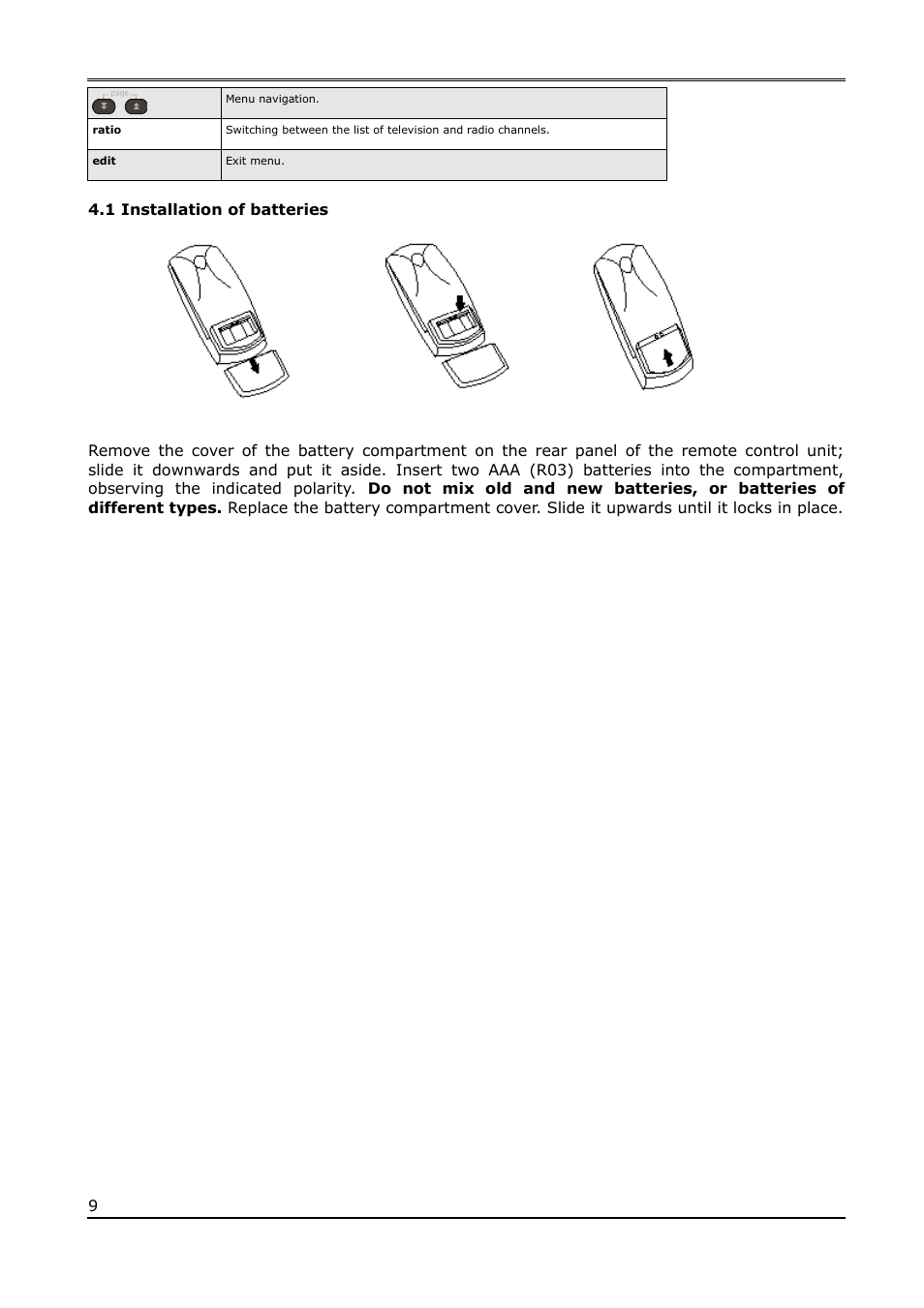 1 installation of batteries | Ferguson Ariva T650i User Manual | Page 9 / 39