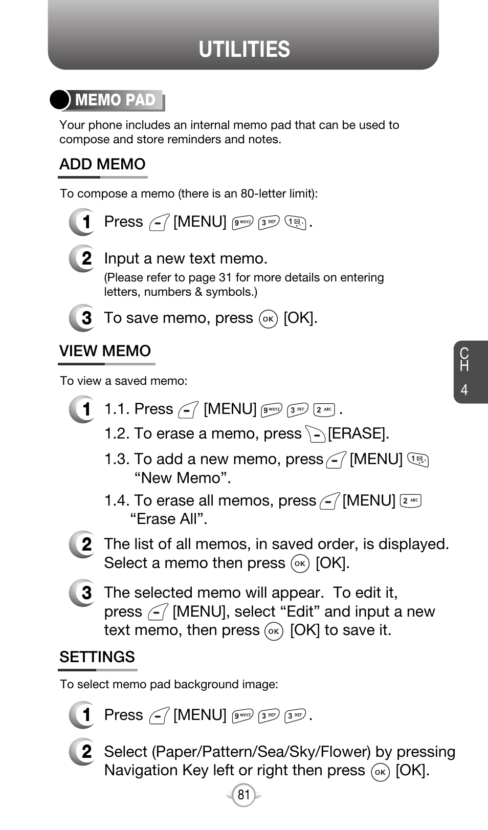 Utilities | Audiovox CDM-8615 User Manual | Page 84 / 131