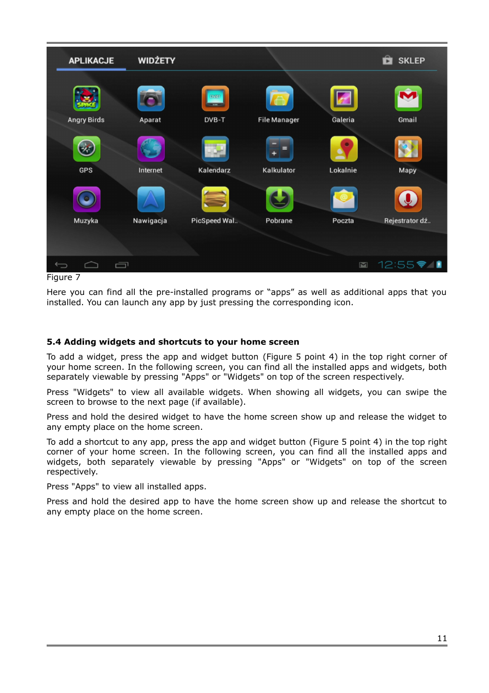 4 adding widgets and shortcuts to your home screen | Ferguson S3plus User Manual | Page 12 / 21
