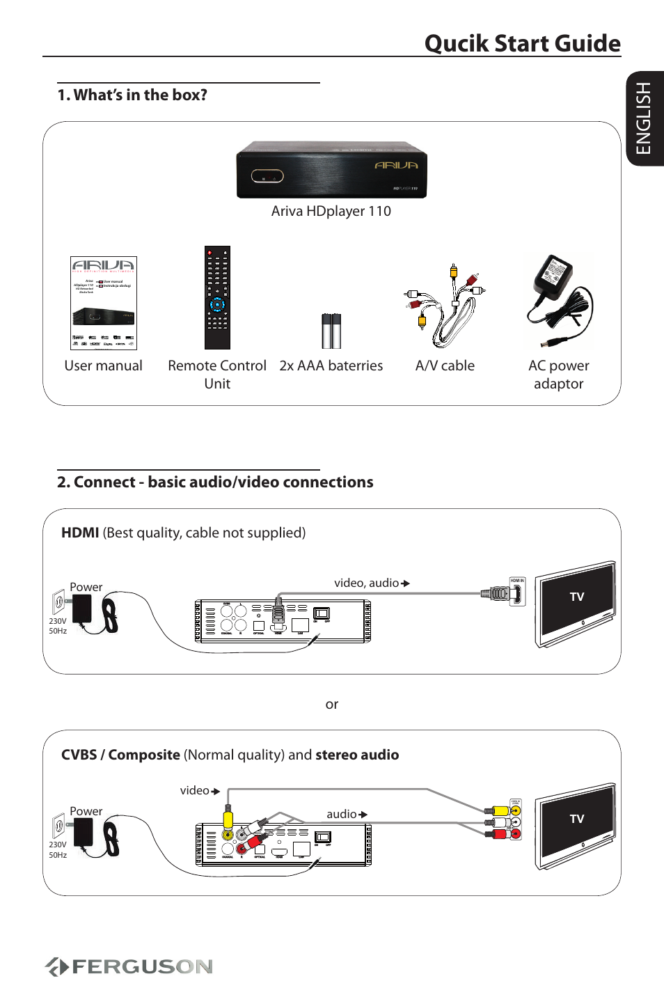 Ferguson Ariva HDplayer 110 User Manual | 30 pages