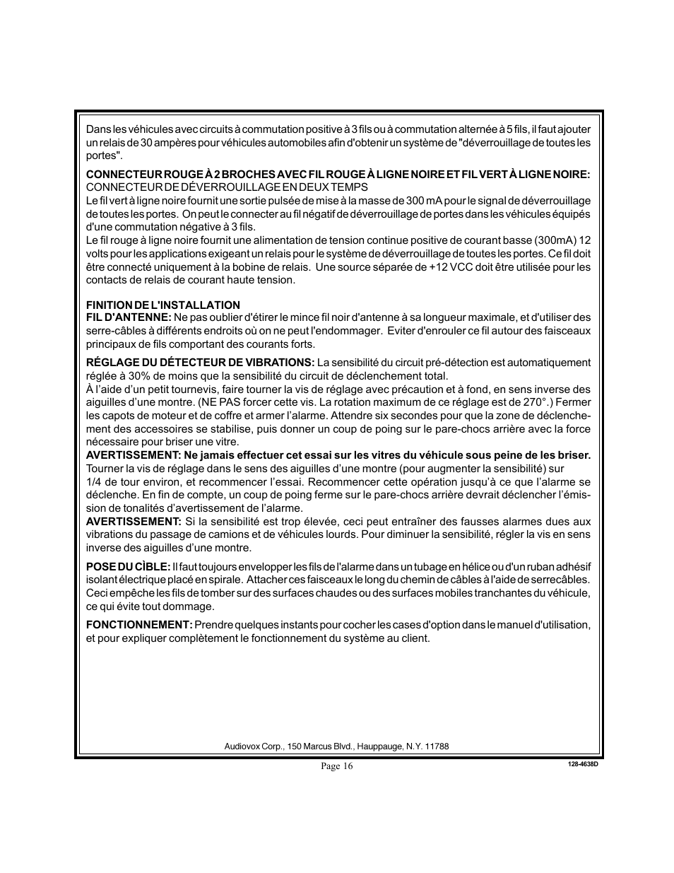 Audiovox Prestige Platinum 128-4638D User Manual | Page 16 / 27