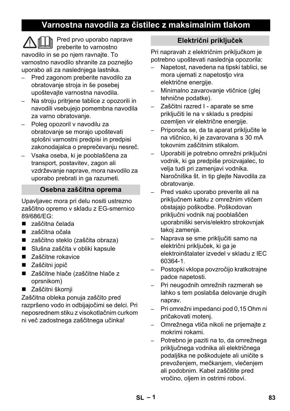 Slovenščina | Karcher HD 9-50-4 User Manual | Page 83 / 140
