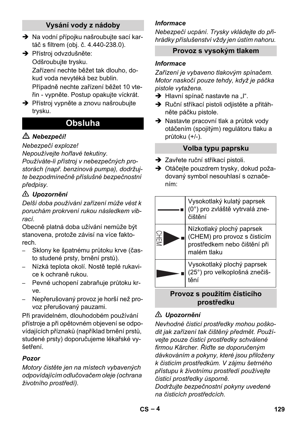 Obsluha | Karcher HD 5-11 C Plus User Manual | Page 129 / 232