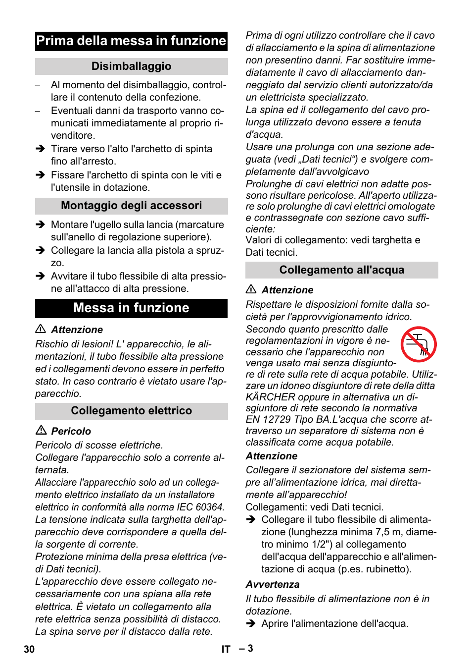 Prima della messa in funzione, Messa in funzione | Karcher HD 5-11 C Plus User Manual | Page 30 / 232