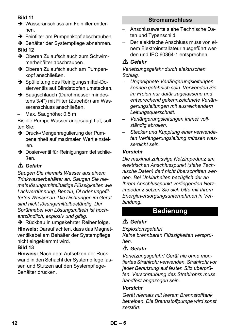 Bedienung | Karcher HDS 8-17 CX User Manual | Page 12 / 500