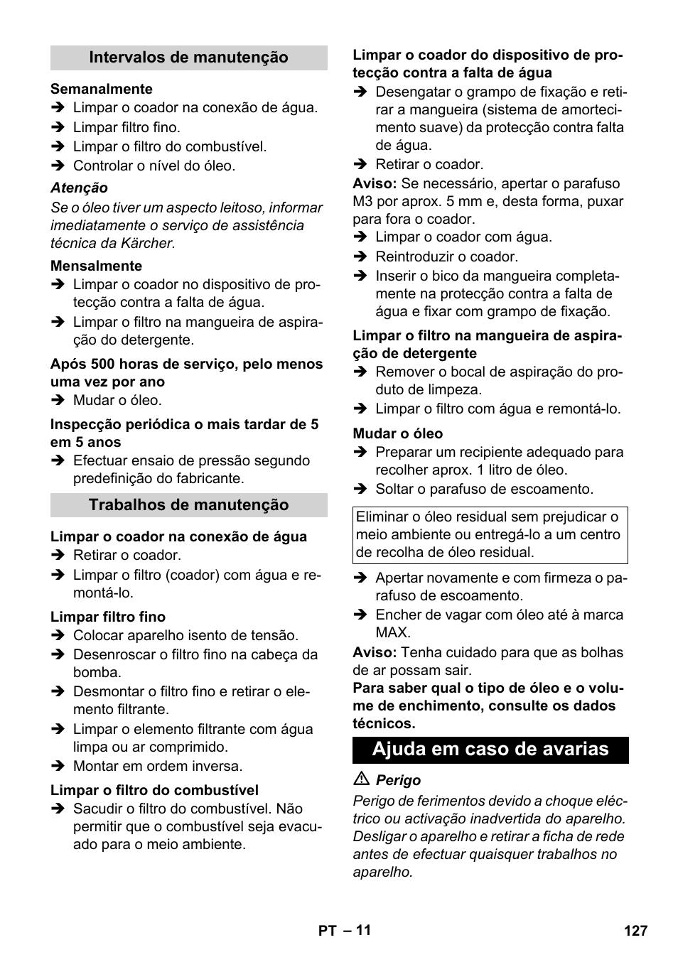 Ajuda em caso de avarias | Karcher HDS 8-17 CX User Manual | Page 127 / 500