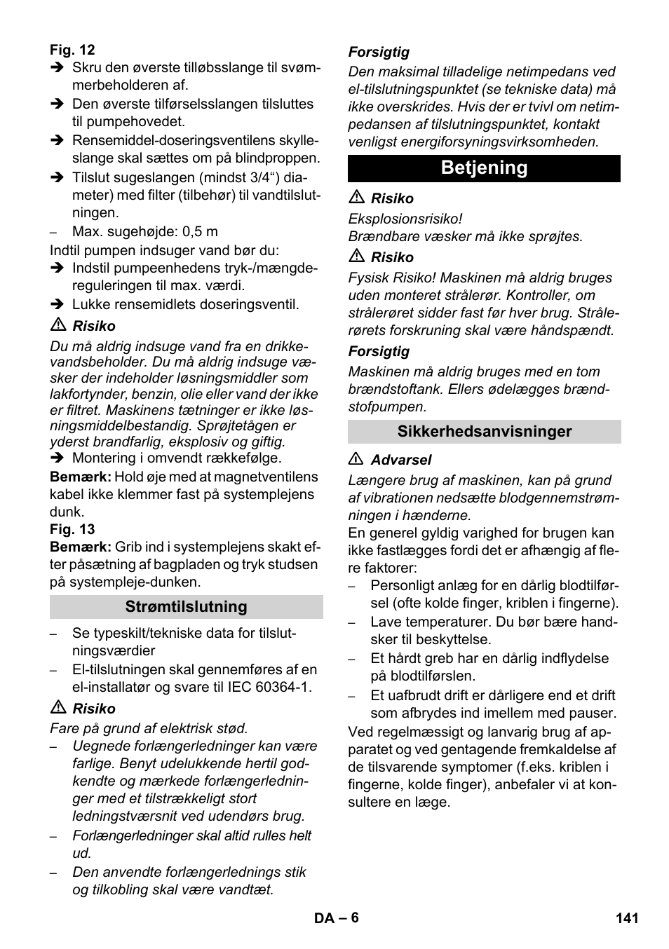 Betjening | Karcher HDS 8-17 CX User Manual | Page 141 / 500