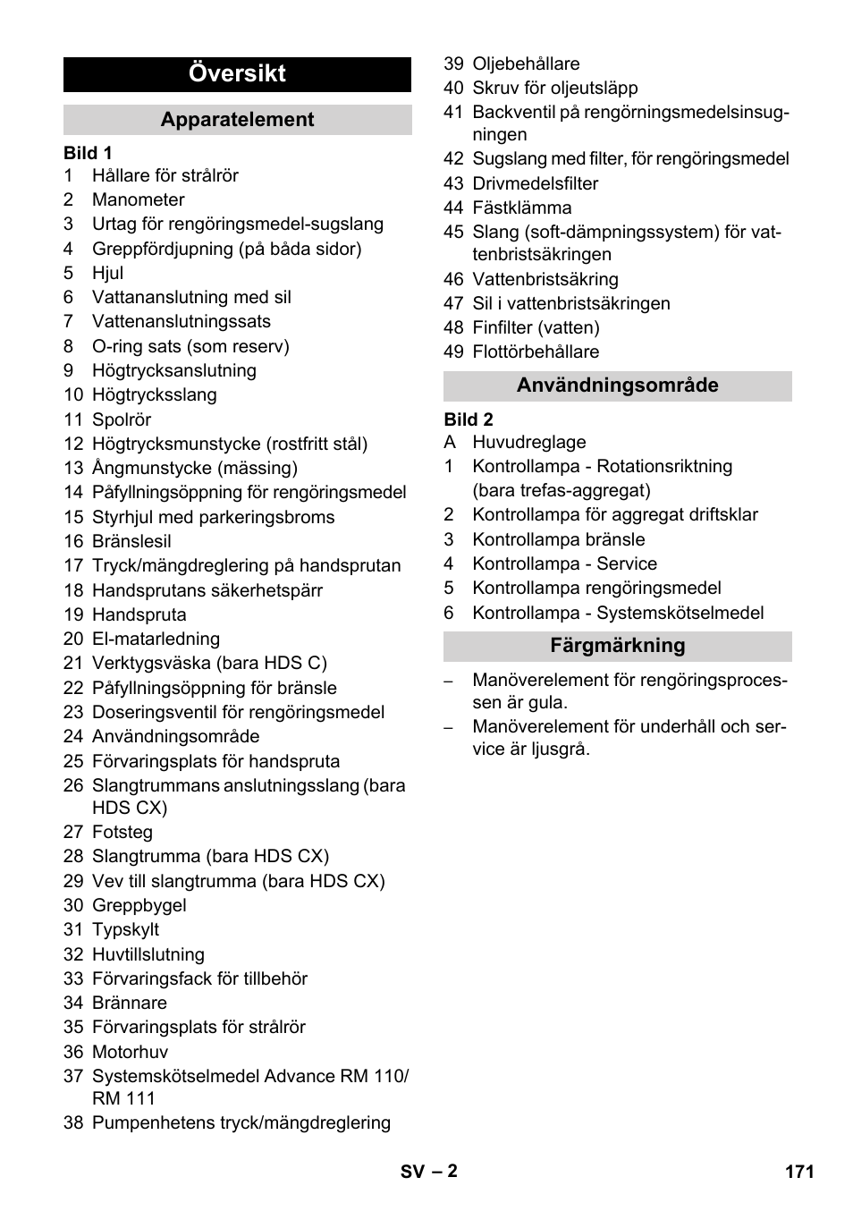 Översikt | Karcher HDS 8-17 CX User Manual | Page 171 / 500