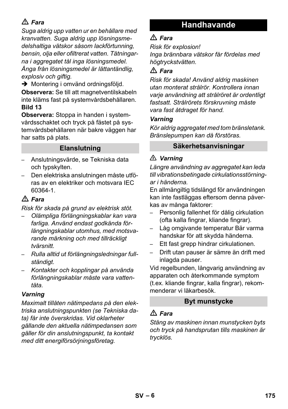 Handhavande | Karcher HDS 8-17 CX User Manual | Page 175 / 500