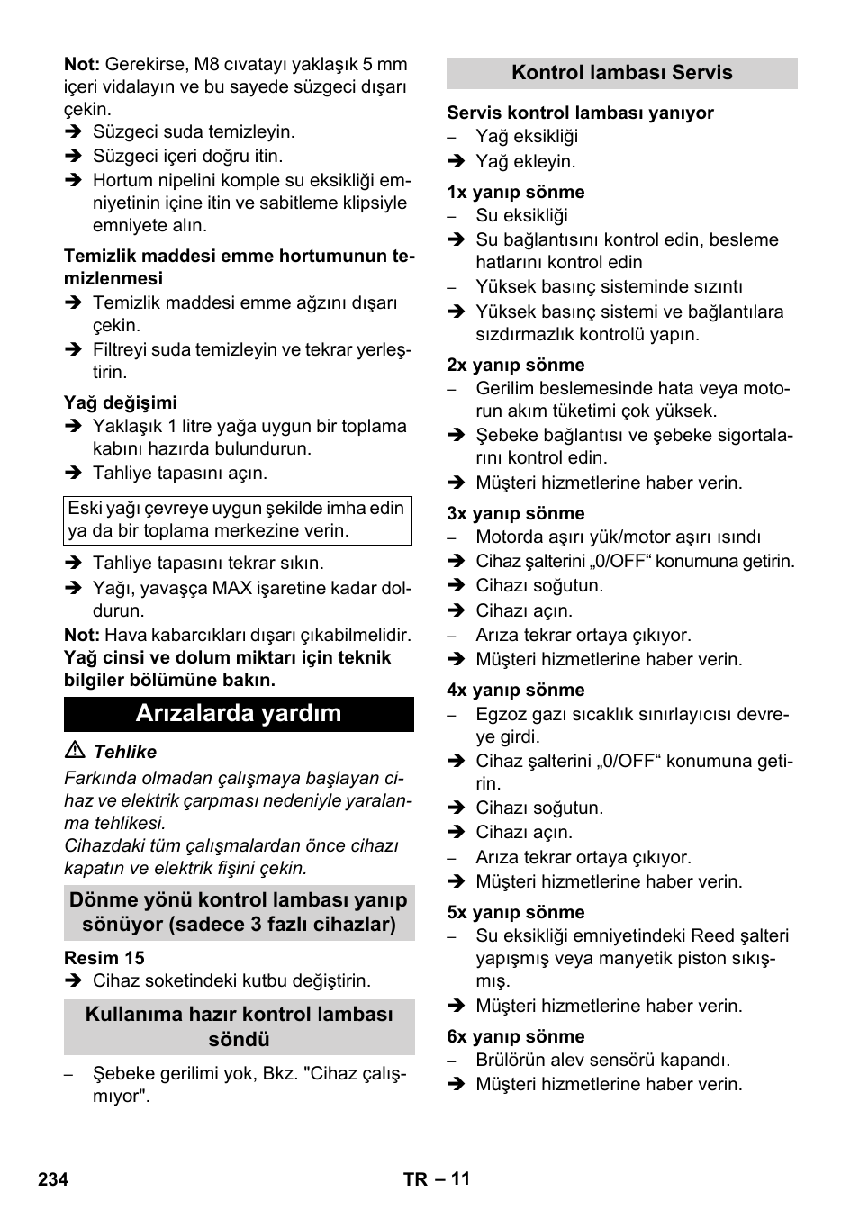 Arızalarda yardım | Karcher HDS 8-17 CX User Manual | Page 234 / 500