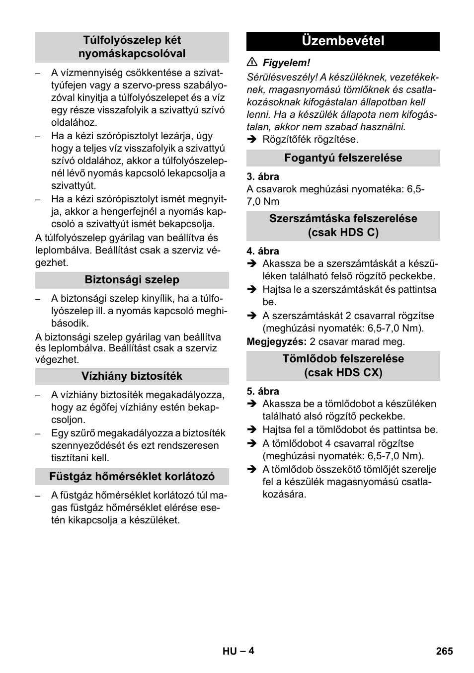 Üzembevétel | Karcher HDS 8-17 CX User Manual | Page 265 / 500