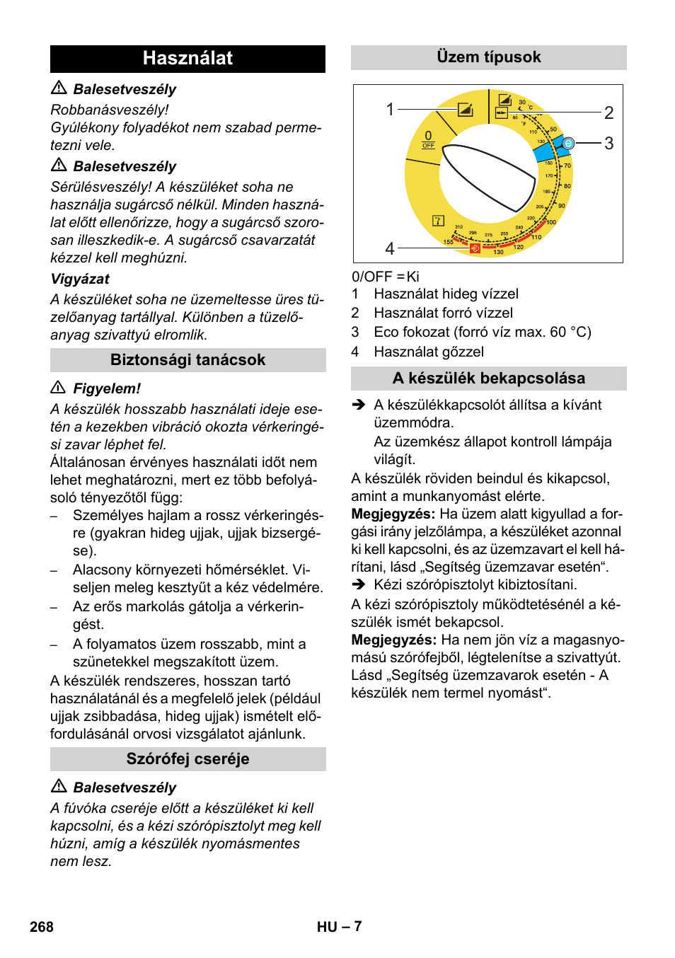 Használat | Karcher HDS 8-17 CX User Manual | Page 268 / 500