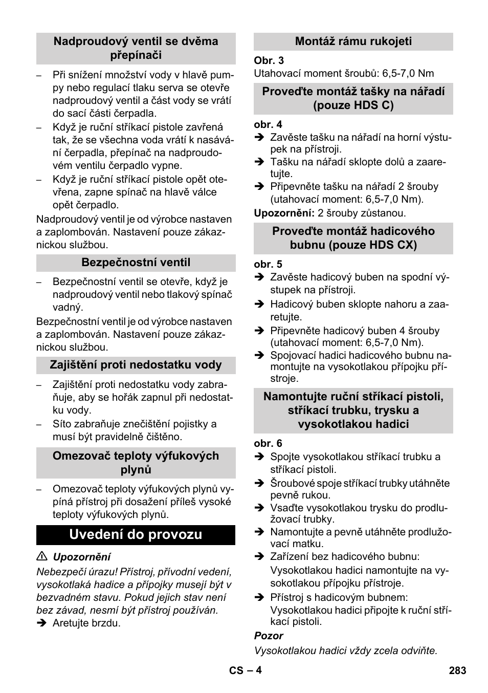 Uvedení do provozu | Karcher HDS 8-17 CX User Manual | Page 283 / 500