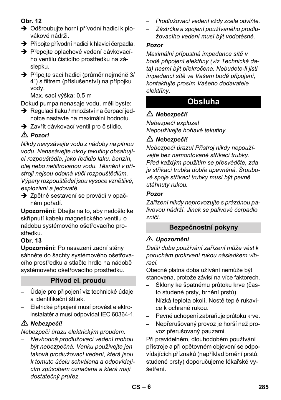 Obsluha | Karcher HDS 8-17 CX User Manual | Page 285 / 500
