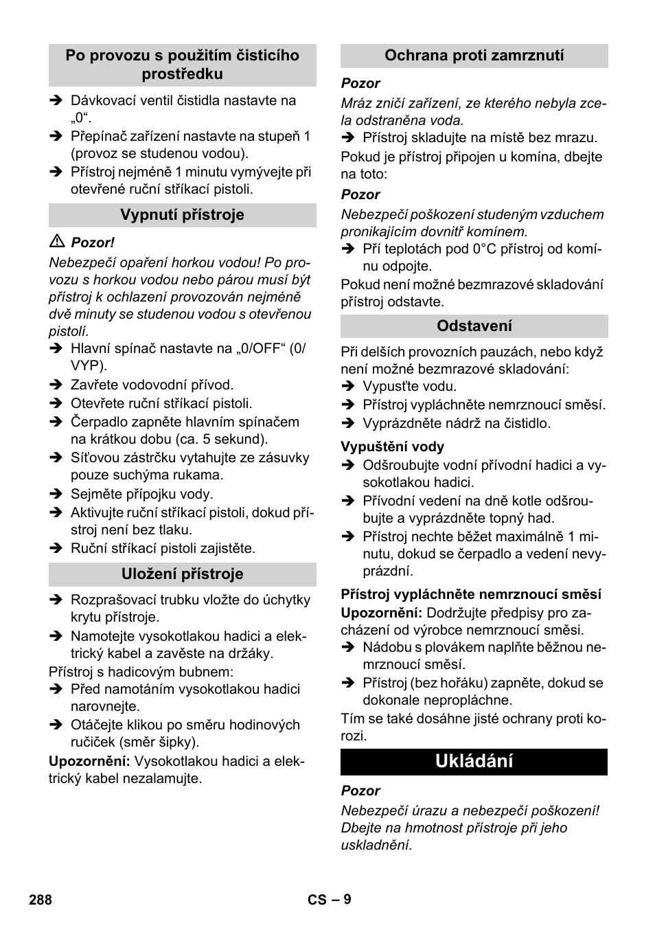 Ukládání | Karcher HDS 8-17 CX User Manual | Page 288 / 500