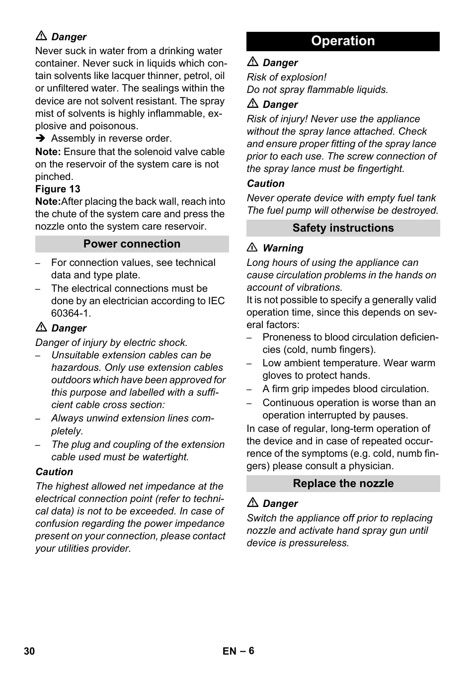 Operation | Karcher HDS 8-17 CX User Manual | Page 30 / 500
