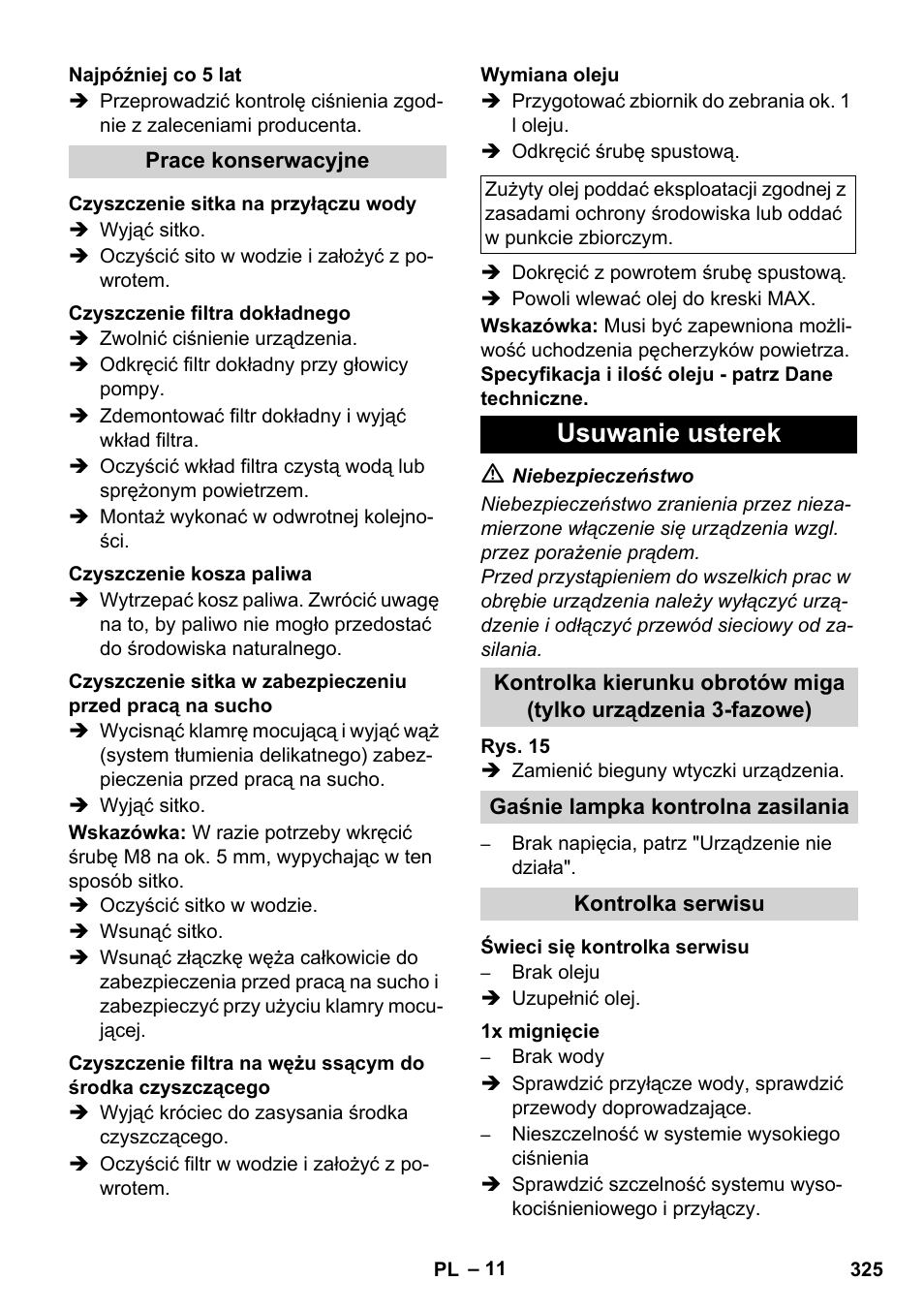Usuwanie usterek | Karcher HDS 8-17 CX User Manual | Page 325 / 500