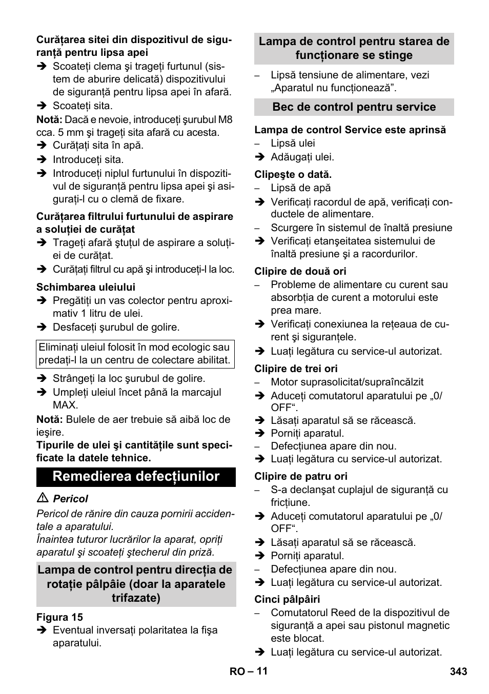Remedierea defecţiunilor | Karcher HDS 8-17 CX User Manual | Page 343 / 500