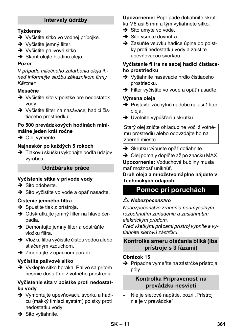 Pomoc pri poruchách | Karcher HDS 8-17 CX User Manual | Page 361 / 500