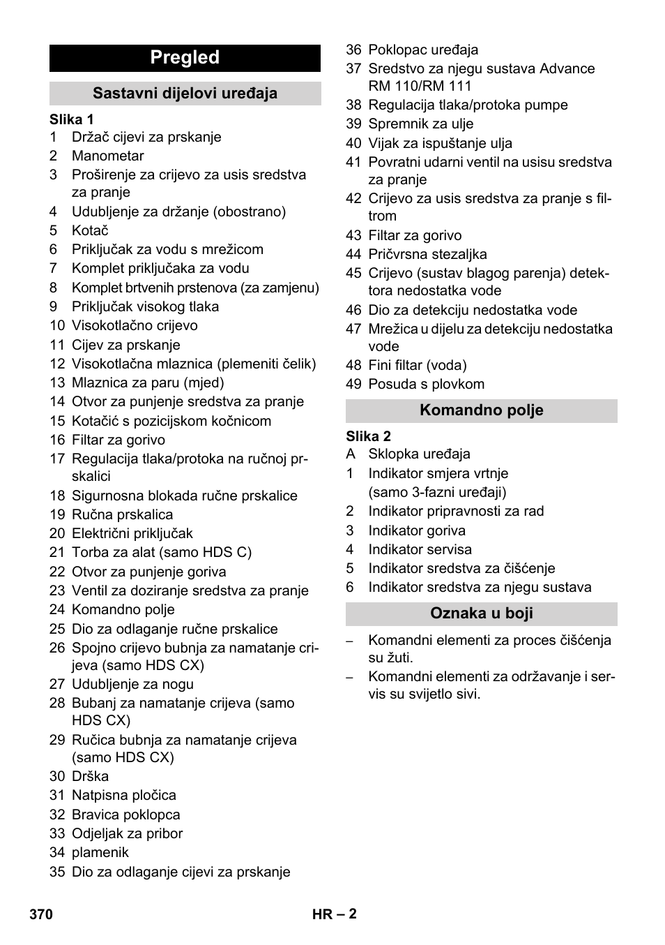 Pregled | Karcher HDS 8-17 CX User Manual | Page 370 / 500