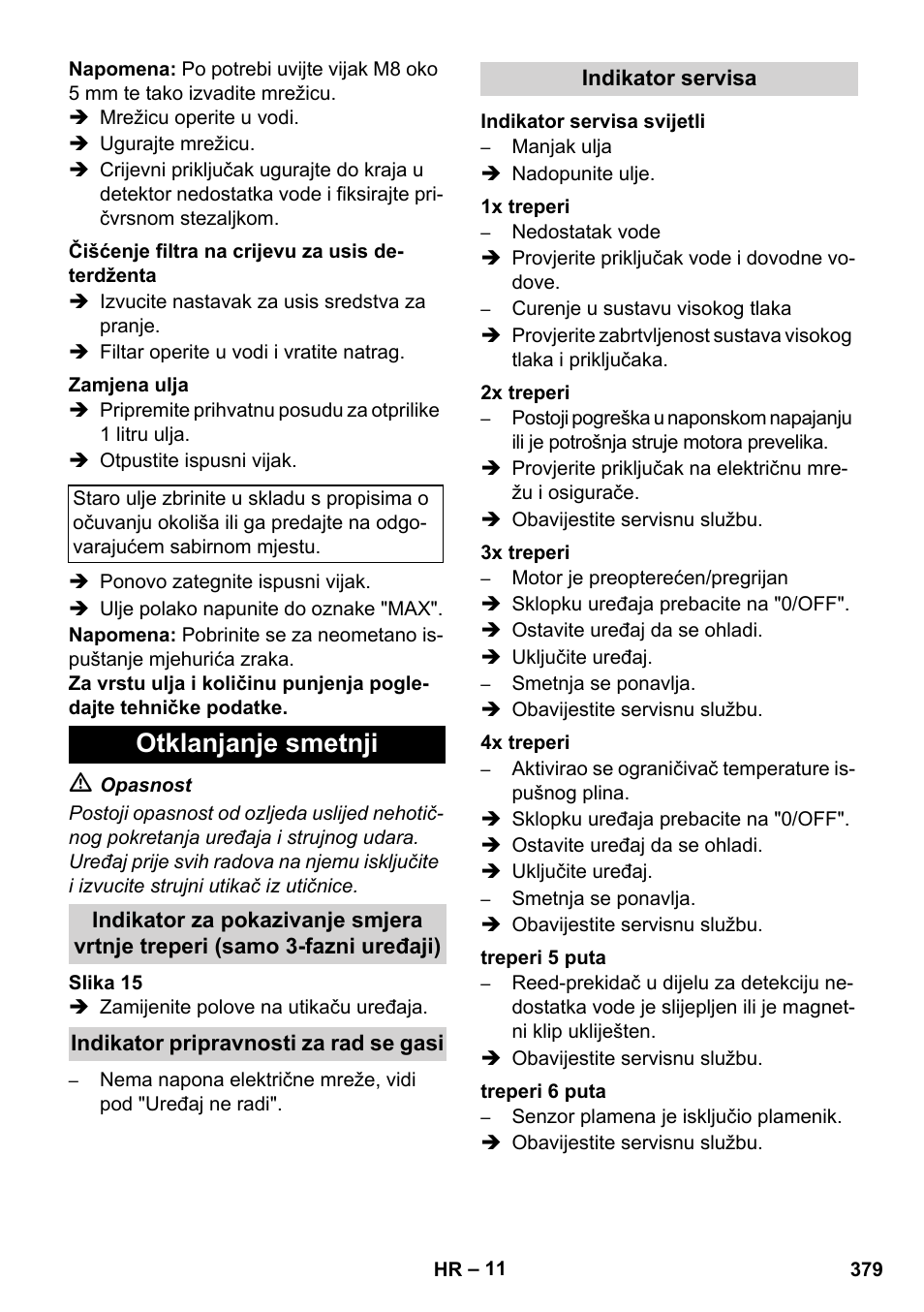 Otklanjanje smetnji | Karcher HDS 8-17 CX User Manual | Page 379 / 500