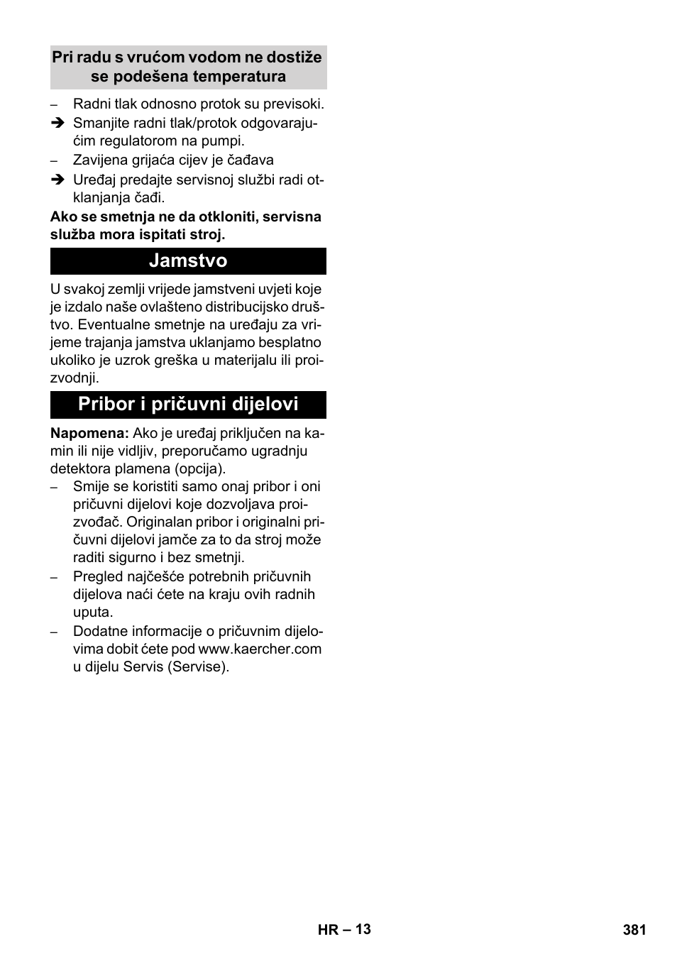 Jamstvo pribor i pričuvni dijelovi | Karcher HDS 8-17 CX User Manual | Page 381 / 500