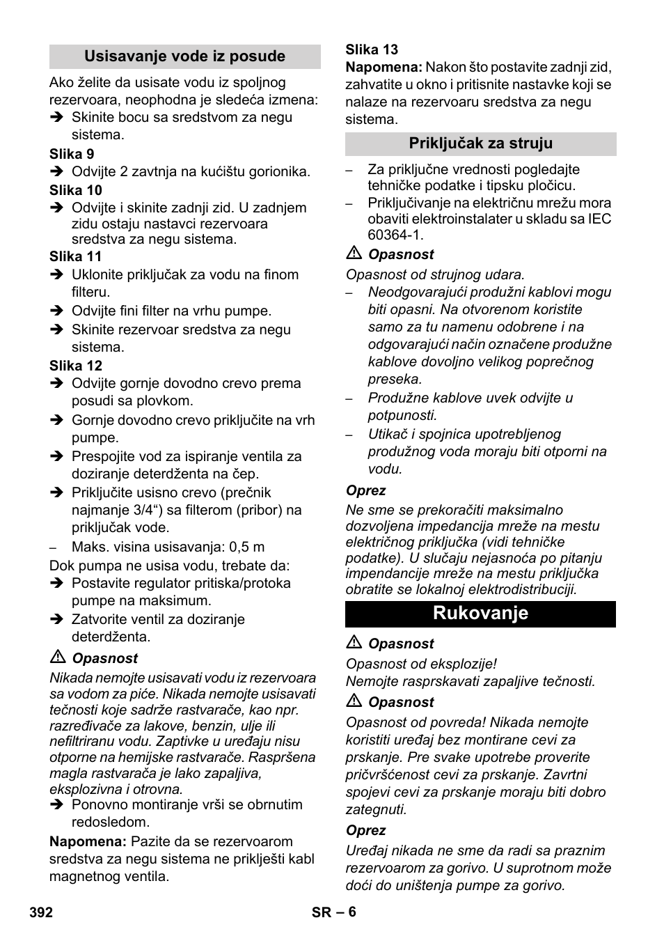 Rukovanje | Karcher HDS 8-17 CX User Manual | Page 392 / 500