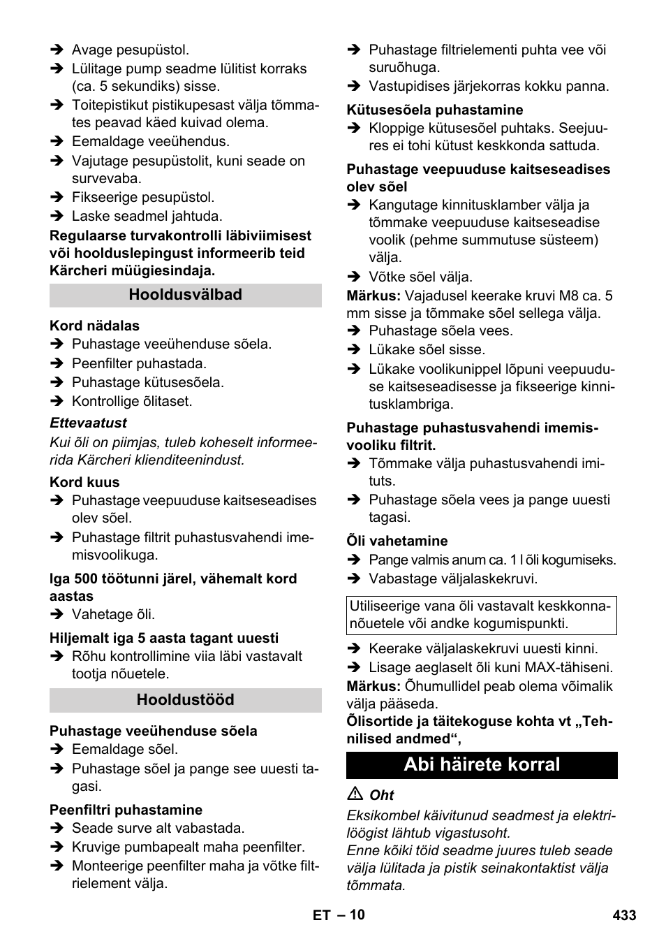 Abi häirete korral | Karcher HDS 8-17 CX User Manual | Page 433 / 500