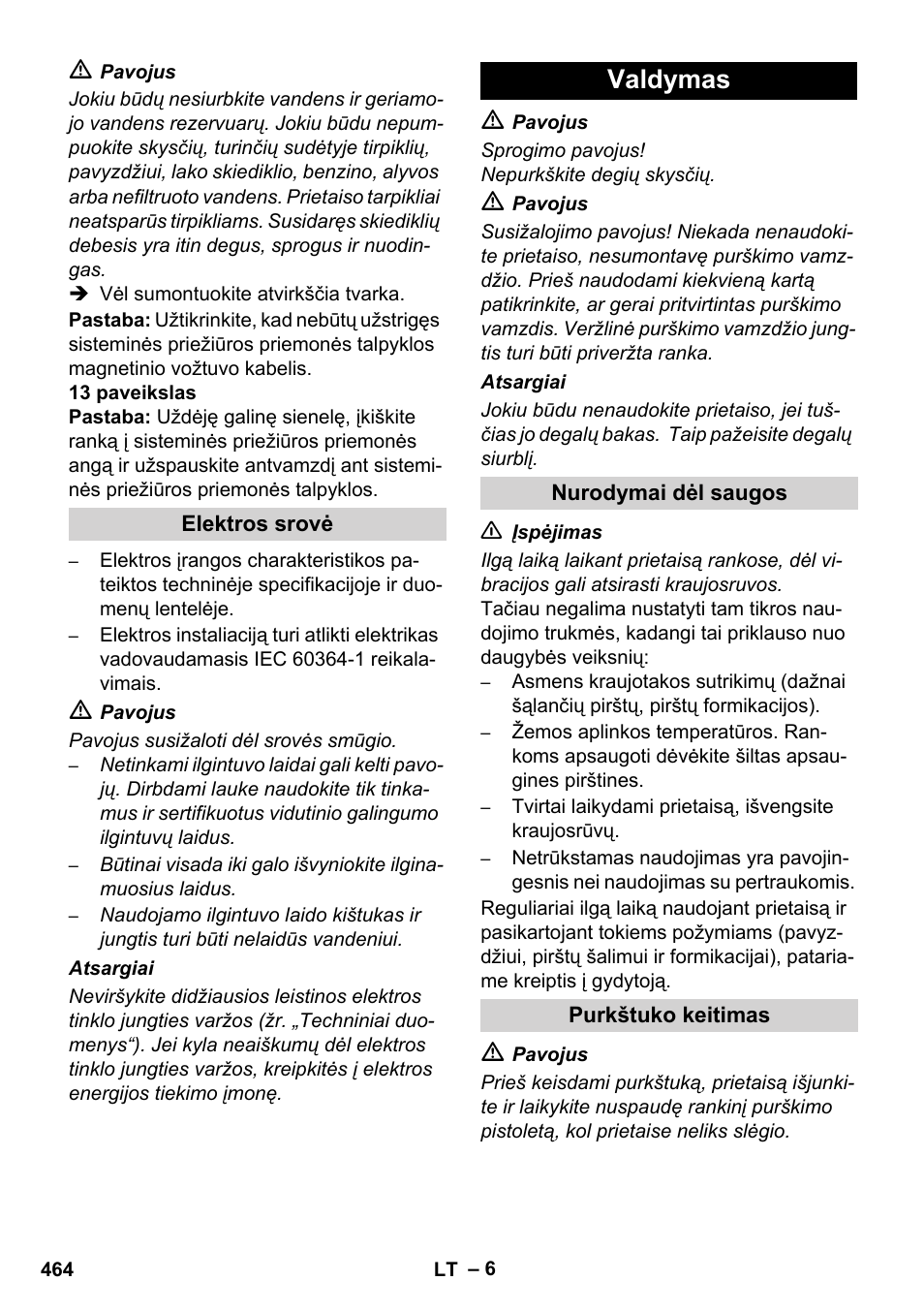 Valdymas | Karcher HDS 8-17 CX User Manual | Page 464 / 500