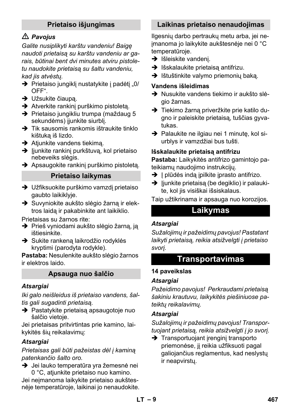 Laikymas transportavimas | Karcher HDS 8-17 CX User Manual | Page 467 / 500