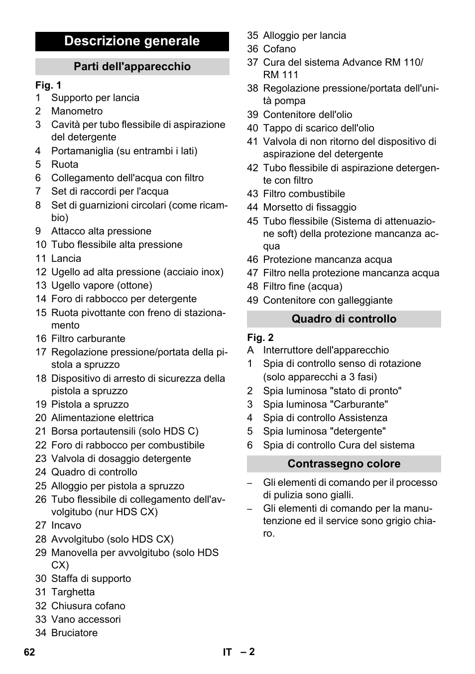 Descrizione generale | Karcher HDS 8-17 CX User Manual | Page 62 / 500