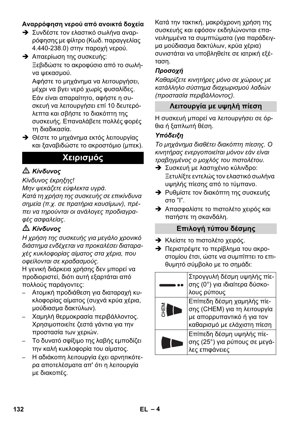 Χειρισμός | Karcher HD 5-12 C User Manual | Page 132 / 340