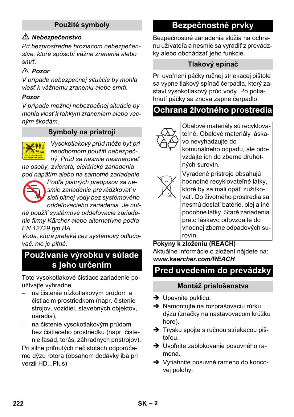 Ochrana životného prostredia, Pred uvedením do prevádzky | Karcher HD 5-12 C User Manual | Page 222 / 340