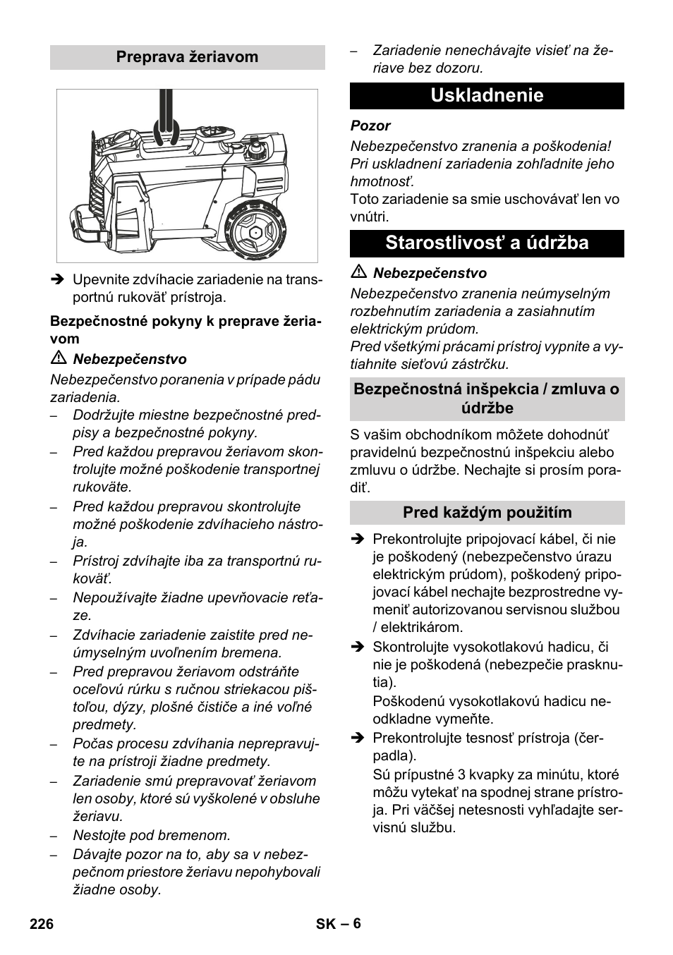 Uskladnenie starostlivosť a údržba | Karcher HD 5-12 C User Manual | Page 226 / 340