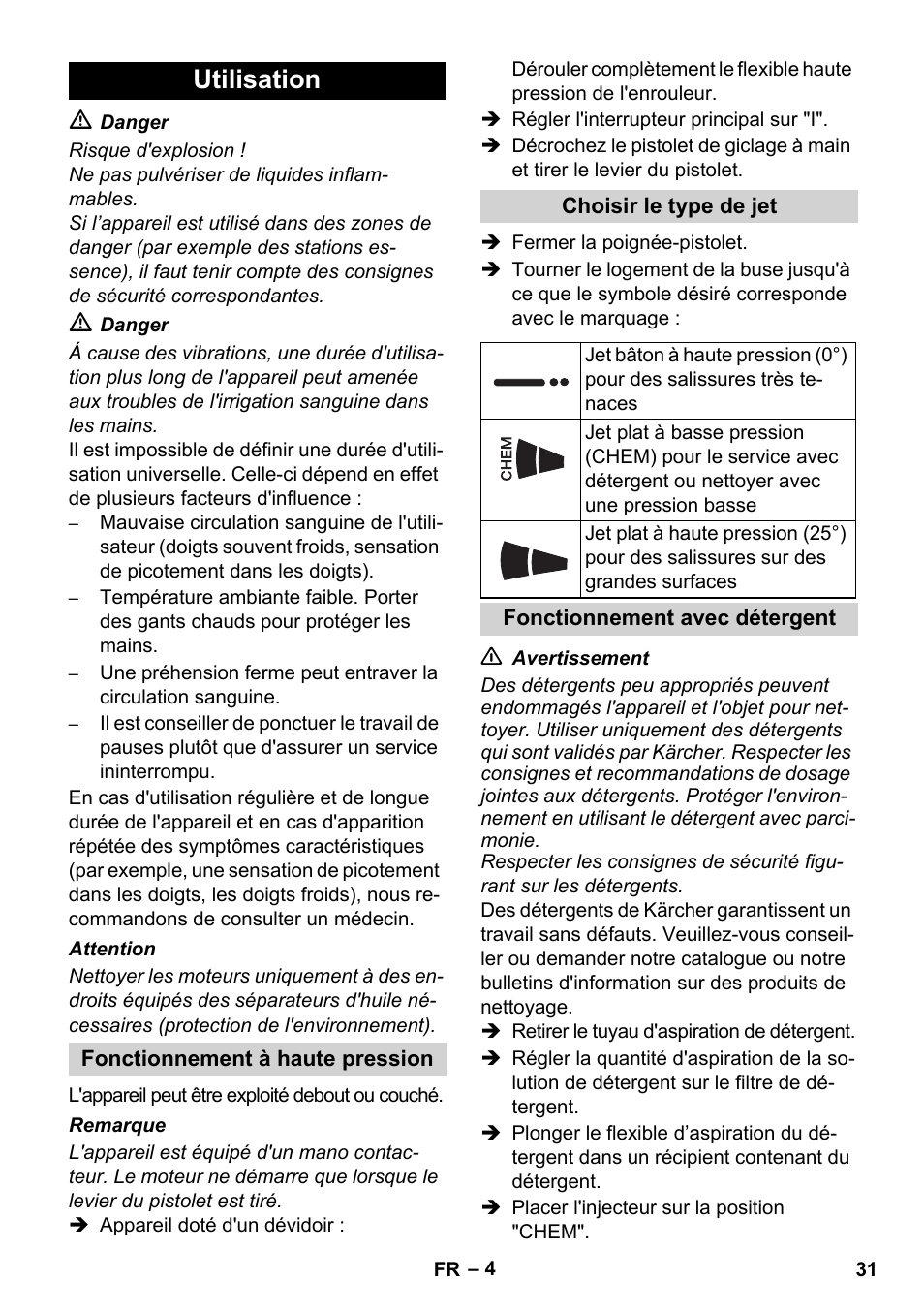 Utilisation | Karcher HD 5-12 C User Manual | Page 31 / 340