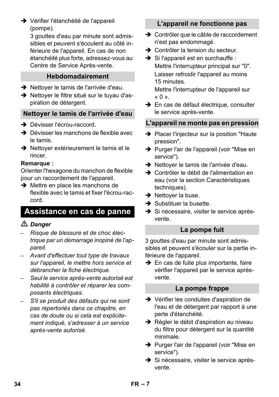 Assistance en cas de panne | Karcher HD 5-12 C User Manual | Page 34 / 340