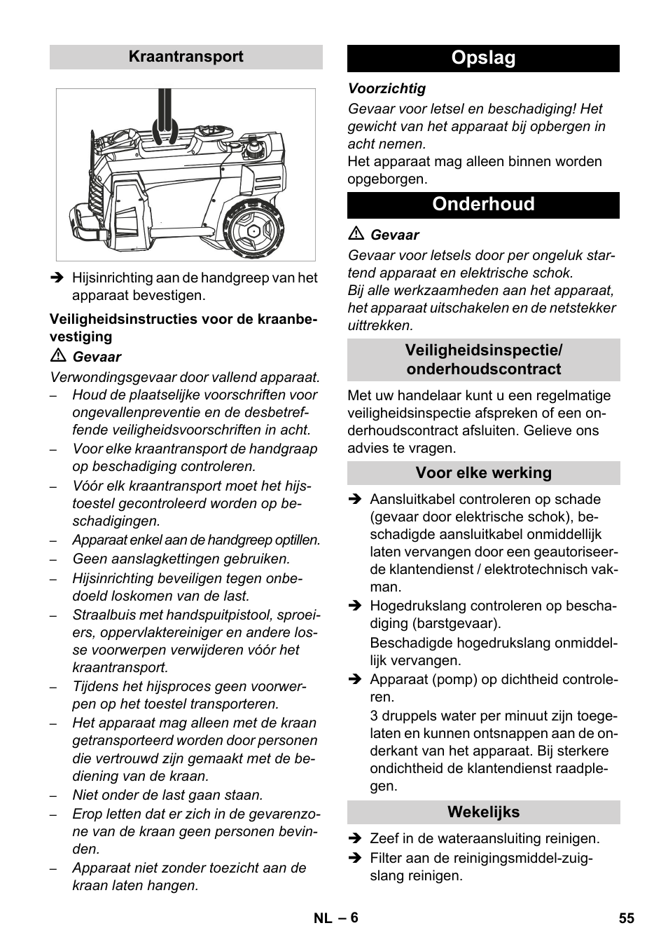 Opslag onderhoud | Karcher HD 5-12 C User Manual | Page 55 / 340