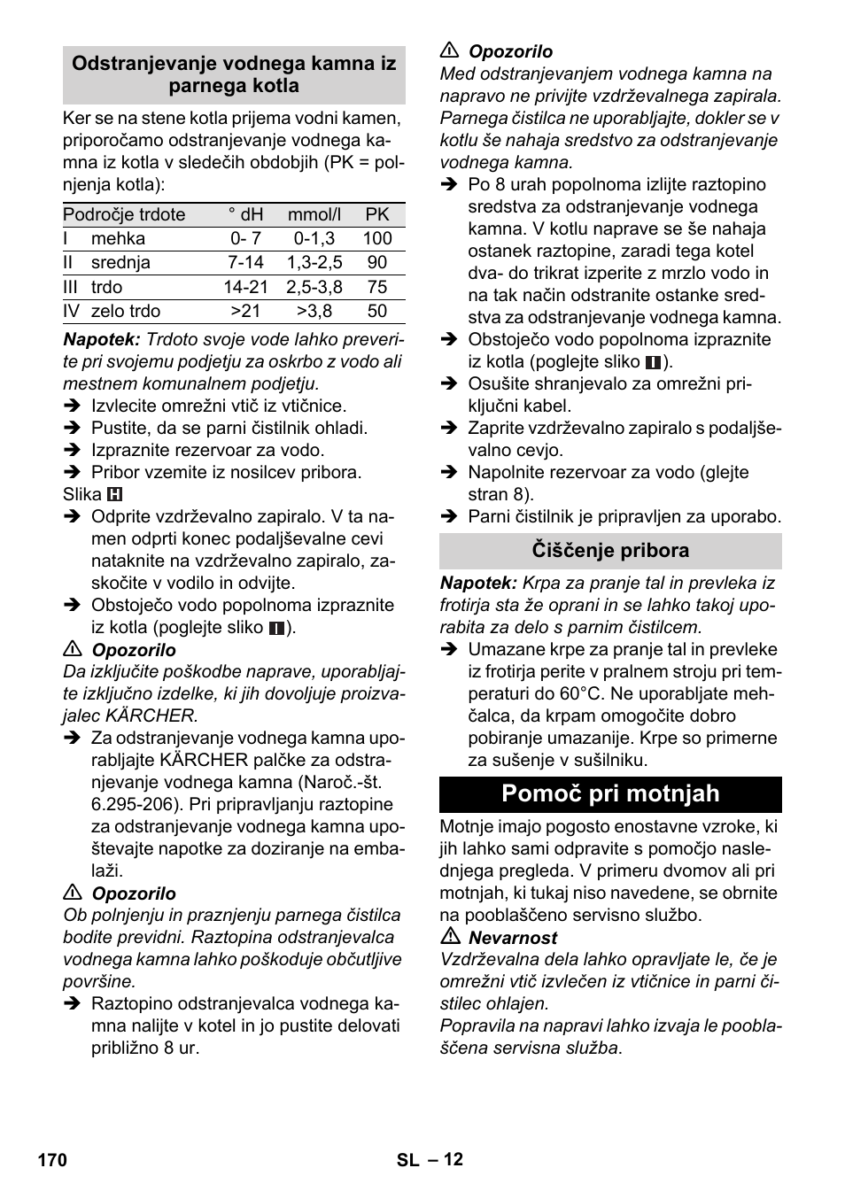Pomoč pri motnjah | Karcher Stirerie SI 2-600 CB User Manual | Page 170 / 298