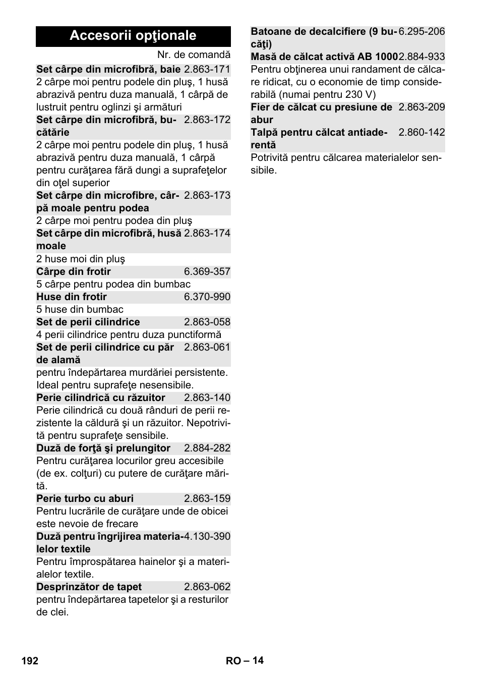 Accesorii opţionale | Karcher Stirerie SI 2-600 CB User Manual | Page 192 / 298