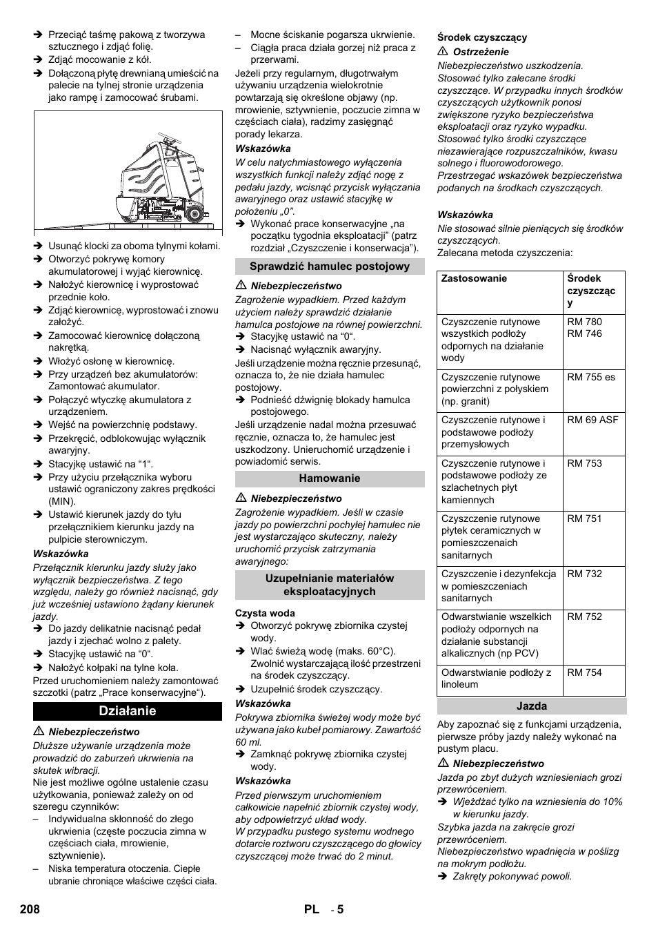 Działanie | Karcher B 95 RS Bp wet User Manual | Page 208 / 324