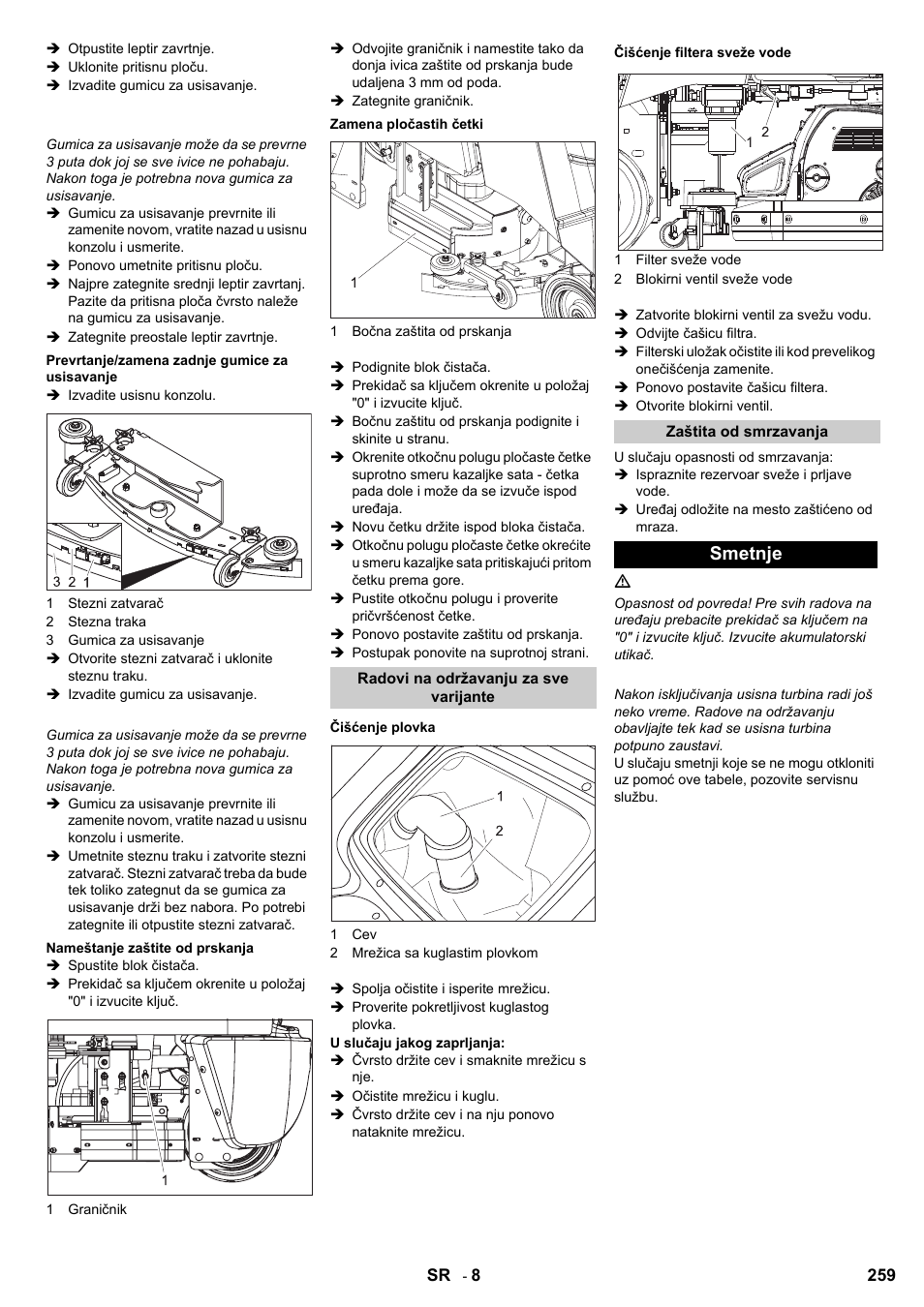 Smetnje | Karcher B 95 RS Bp wet User Manual | Page 259 / 324