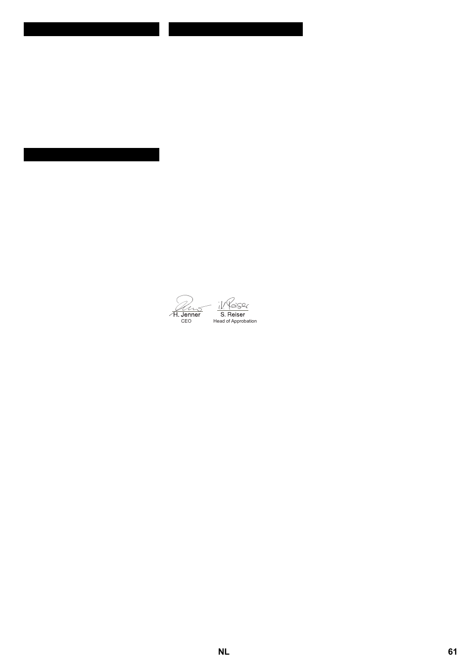 Reserveonderdelen garantie ce-verklaring | Karcher B 95 RS Bp wet User Manual | Page 61 / 324
