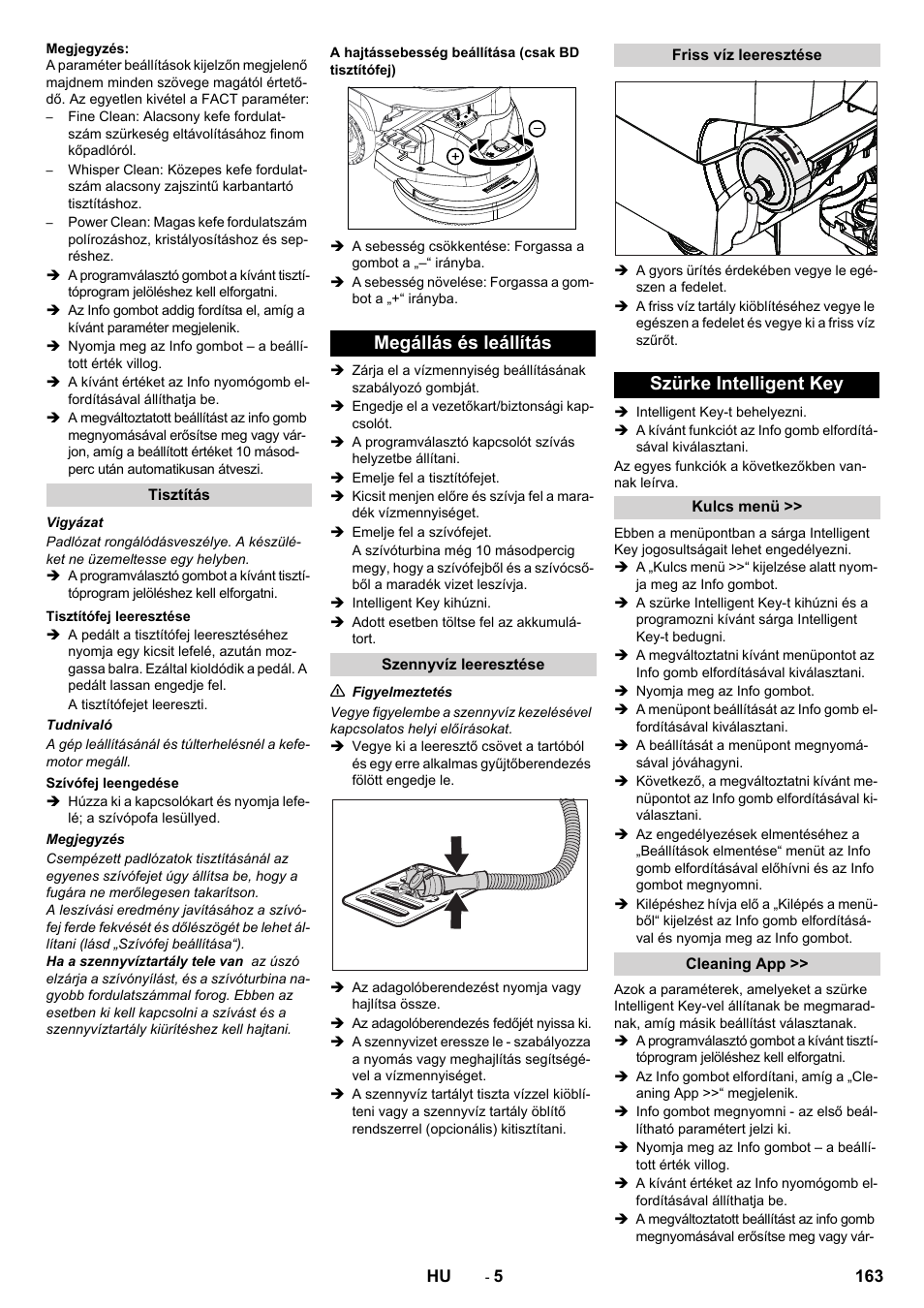 Megállás és leállítás, Szürke intelligent key | Karcher B 60 W User Manual | Page 163 / 308