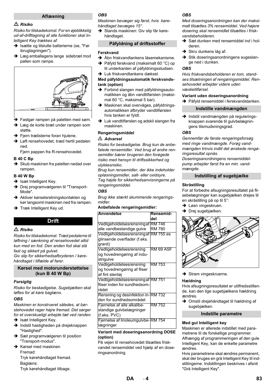 Drift | Karcher B 60 W User Manual | Page 83 / 308