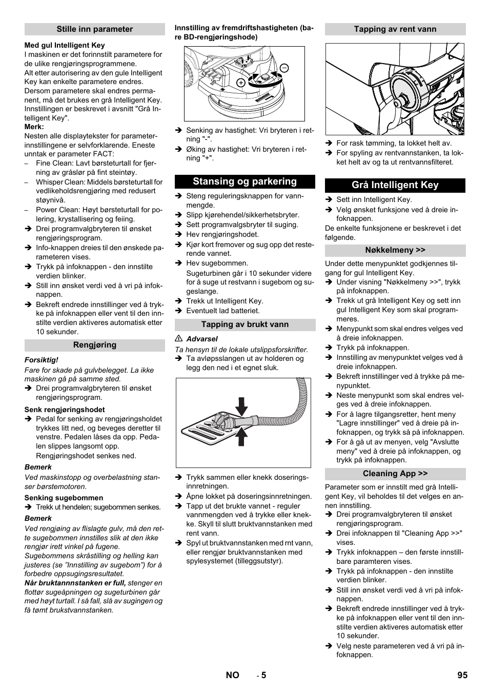 Stansing og parkering, Grå intelligent key | Karcher B 60 W User Manual | Page 95 / 308