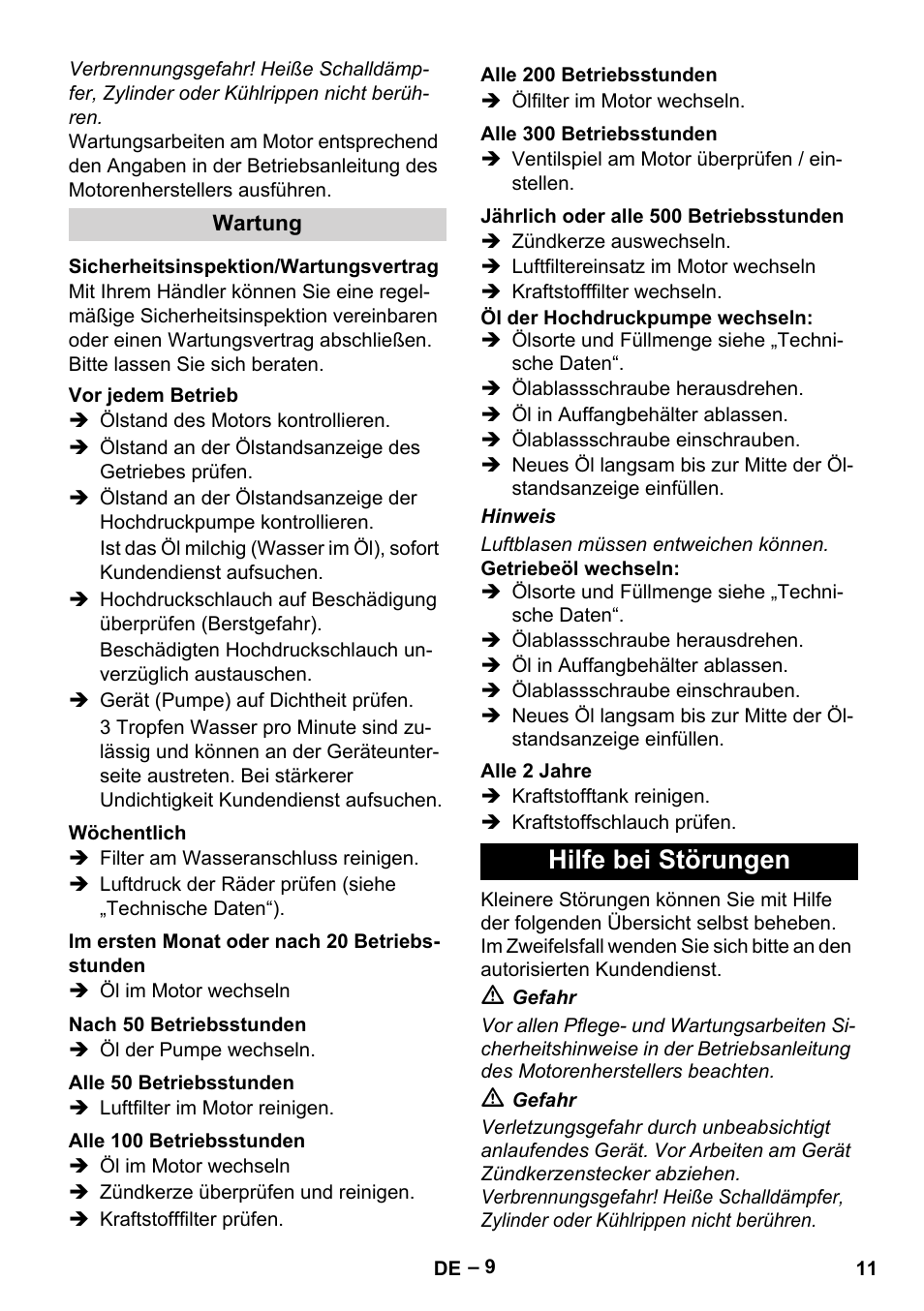 Hilfe bei störungen | Karcher HD 9-50 Pe User Manual | Page 11 / 346