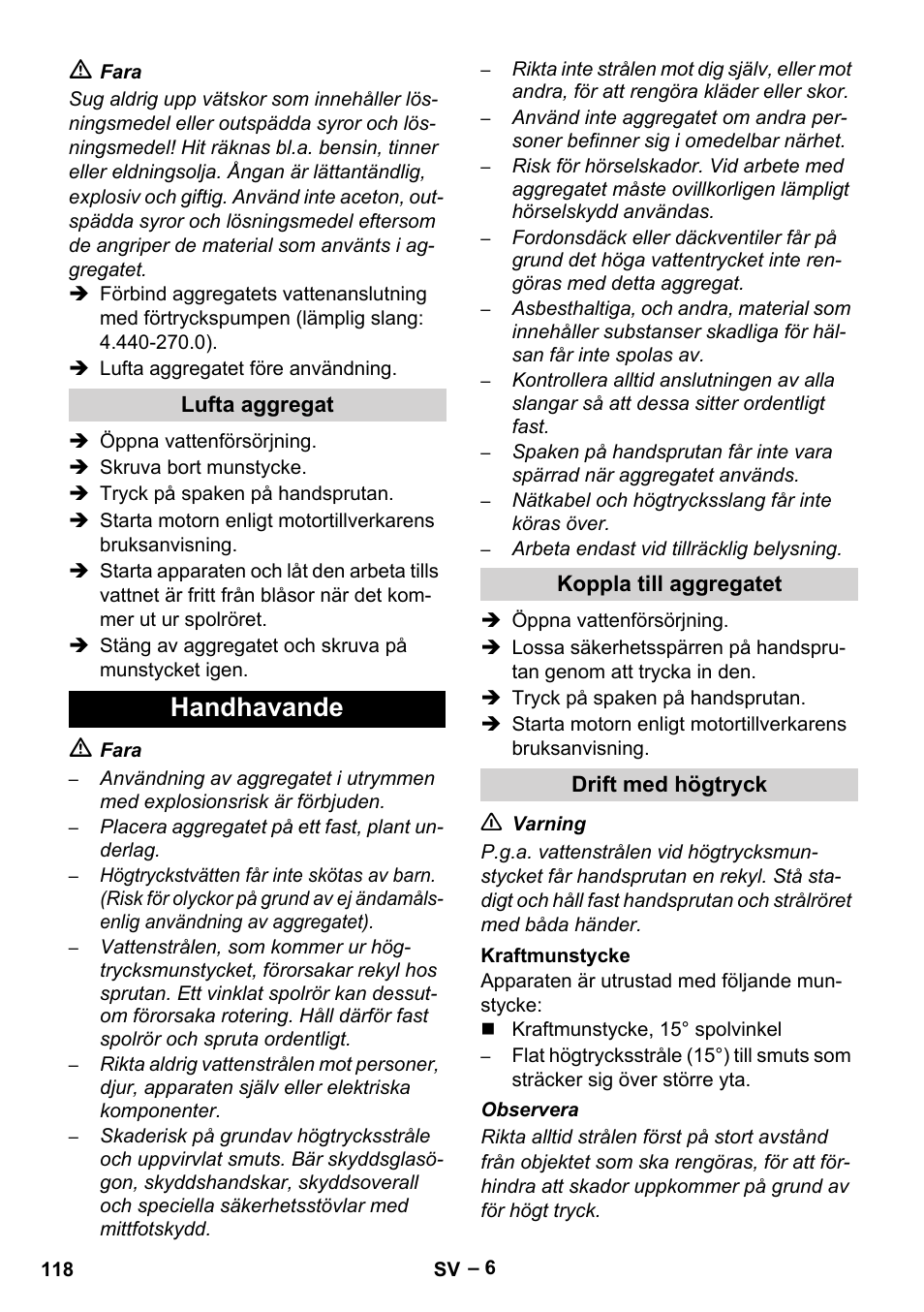 Handhavande | Karcher HD 9-50 Pe User Manual | Page 118 / 346
