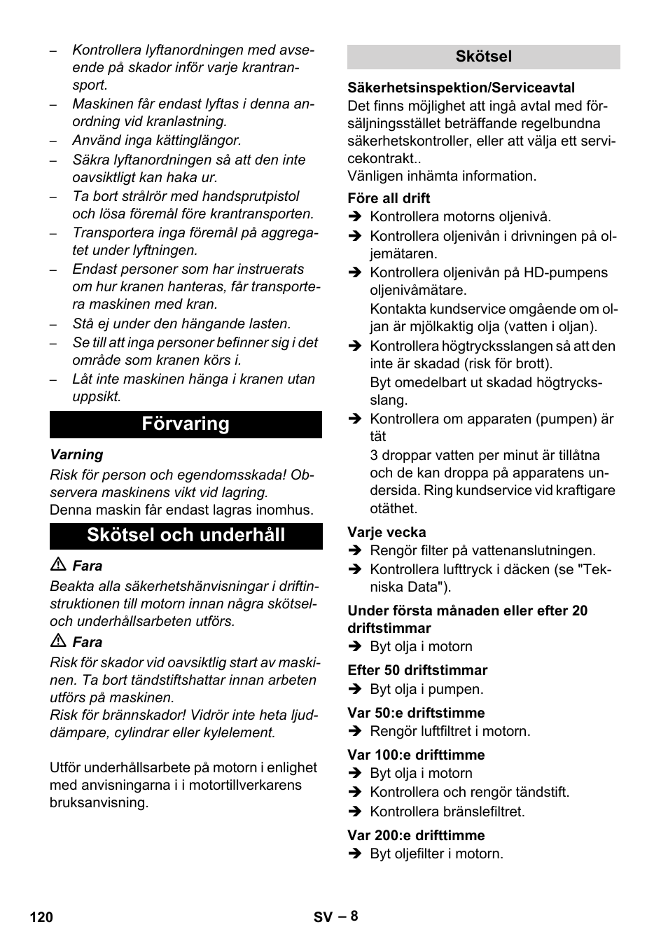 Förvaring skötsel och underhåll | Karcher HD 9-50 Pe User Manual | Page 120 / 346