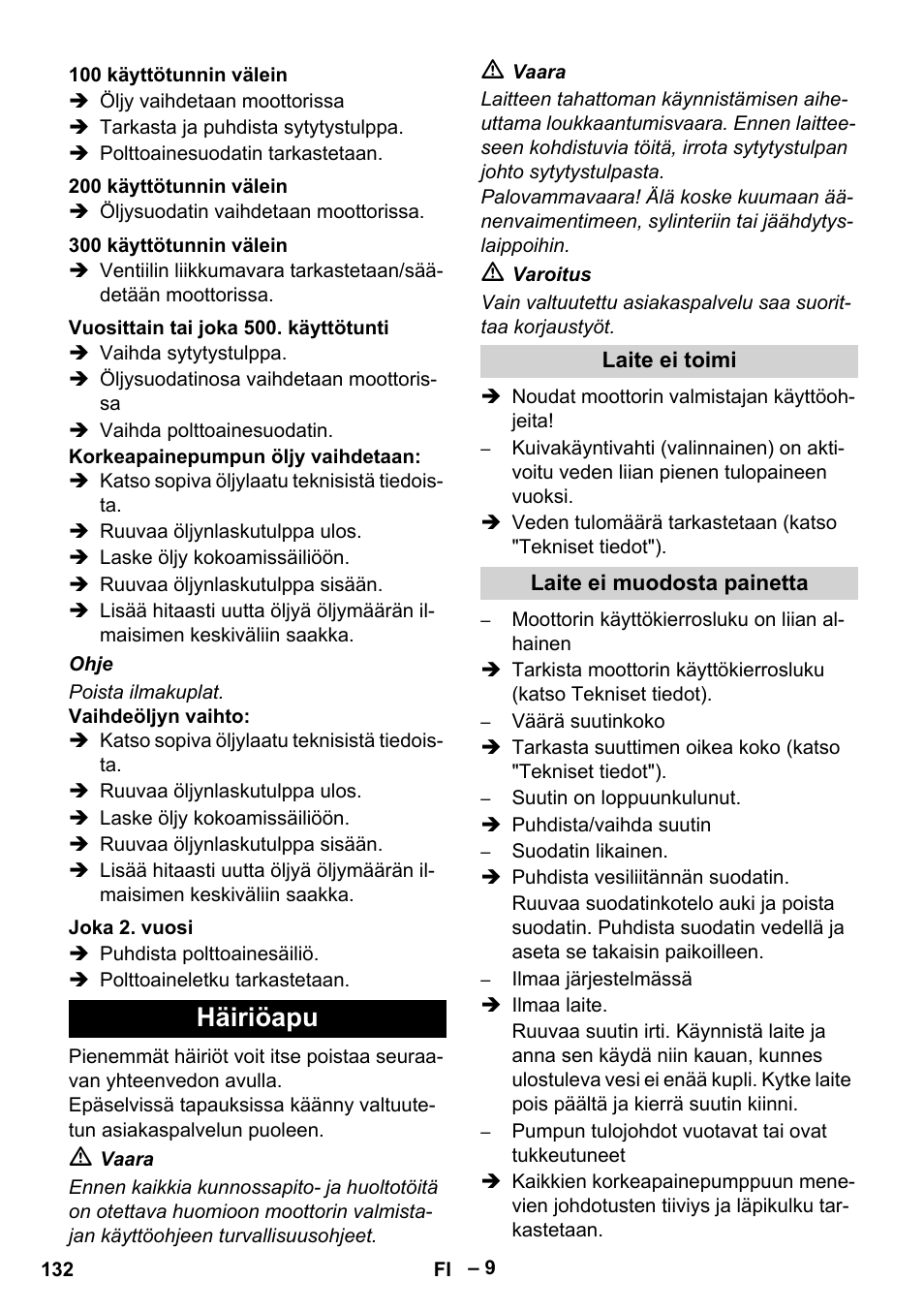 Häiriöapu | Karcher HD 9-50 Pe User Manual | Page 132 / 346