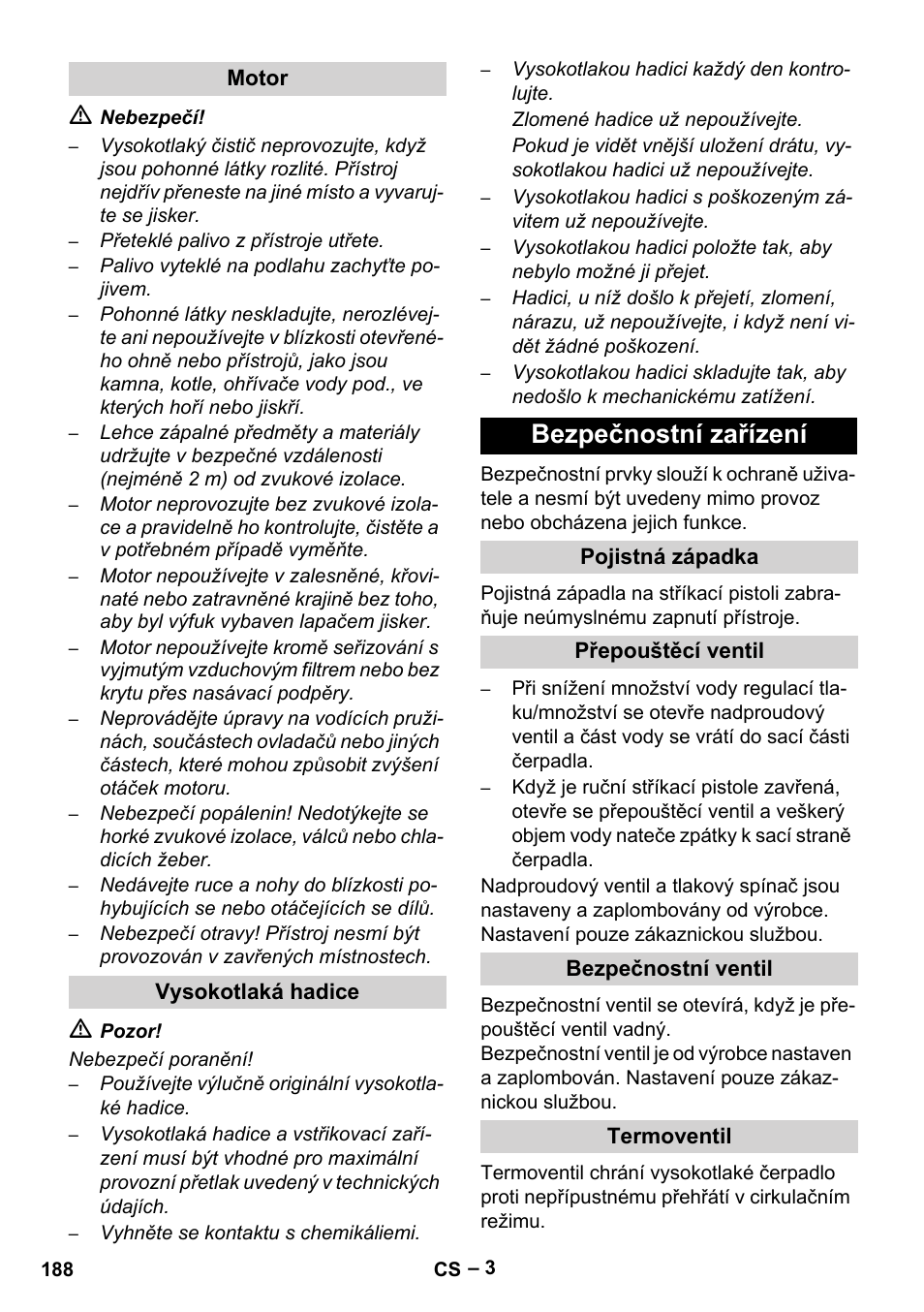 Bezpečnostní zařízení | Karcher HD 9-50 Pe User Manual | Page 188 / 346